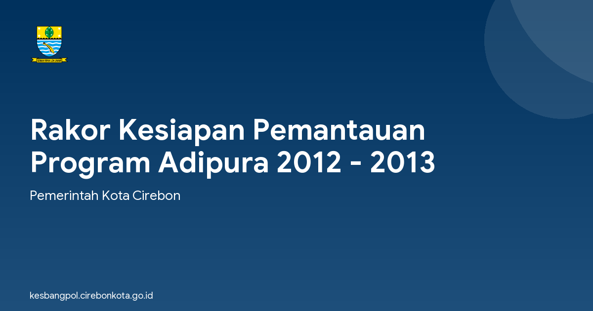 Rakor Kesiapan Pemantauan Program Adipura 2012 - 2013